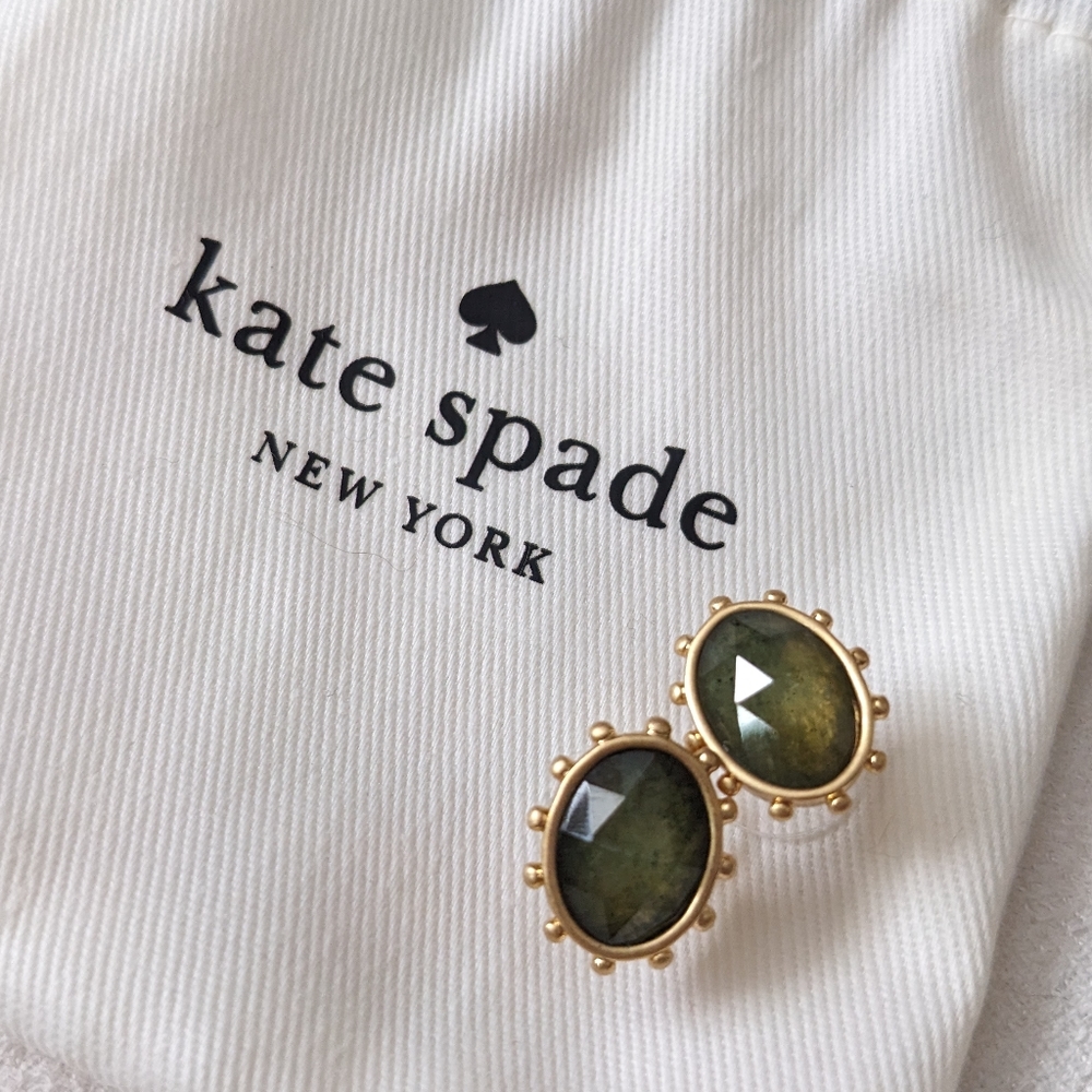 Kate Spade stud earrings, olive green
